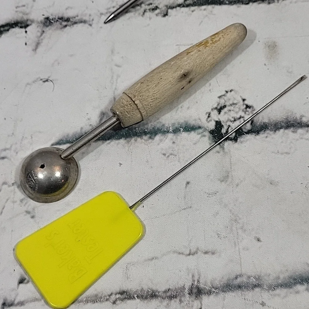 Vintage Kitchen Gadgets Random Lot Tea Strainer Scoop Melon Baller Tongs Cracker